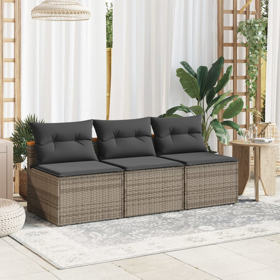 Tuinbanken 2 St Zonder Armleuning Met Kussens Poly Rattan Grijs