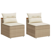 Tuinbanken 2 St Zonder Armleuning Met Kussens Poly Rattan Beige