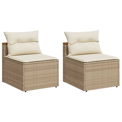 Tuinbanken 2 St Zonder Armleuning Met Kussens Poly Rattan Beige