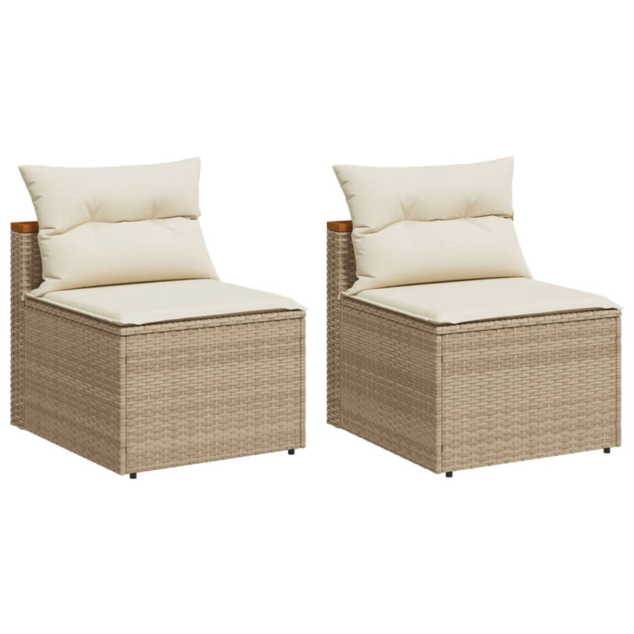 Tuinbanken 2 St Zonder Armleuning Met Kussens Poly Rattan Beige
