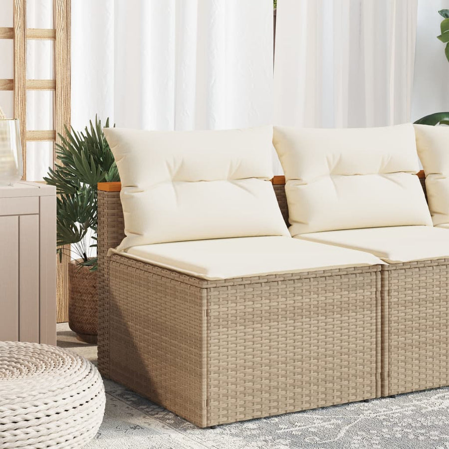 Tuinbanken 2 St Zonder Armleuning Met Kussens Poly Rattan Beige