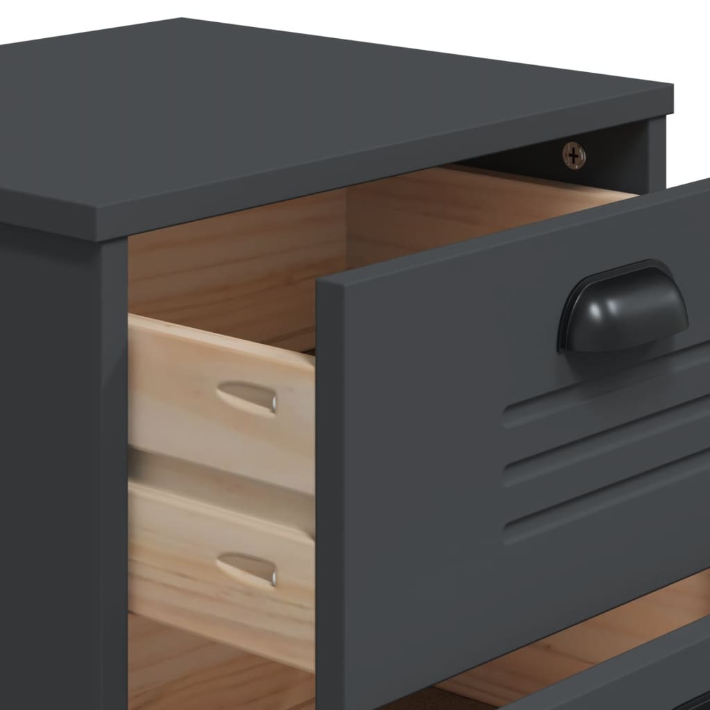 Nachtkastje Viken Bewerkt Hout antracietgrijs