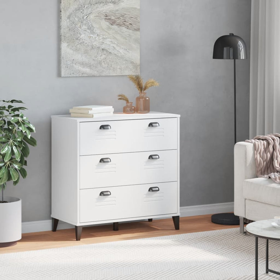 Ladekast Viken Massief Grenenhout Wit