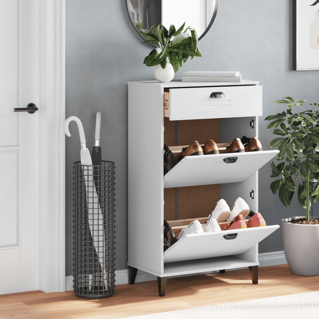 Schoenenkast Viken Massief Grenenhout Wit