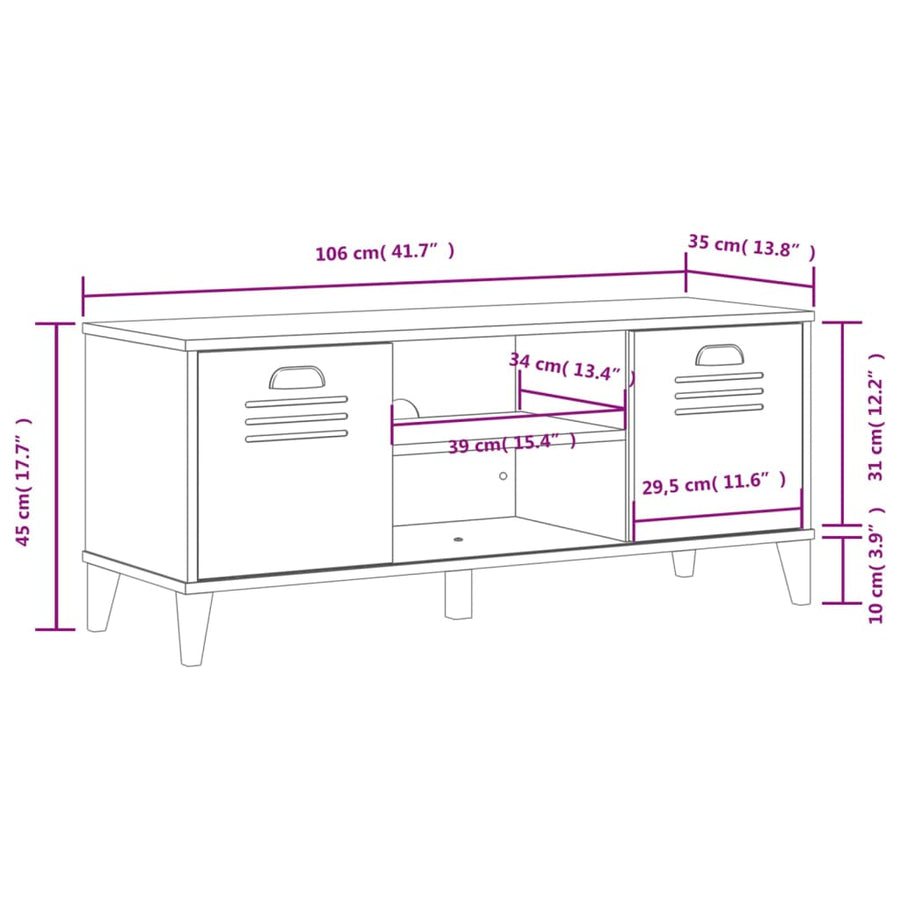 Schoenenbank Viken 106X35X45 Cm Massief Grenenhout Wit