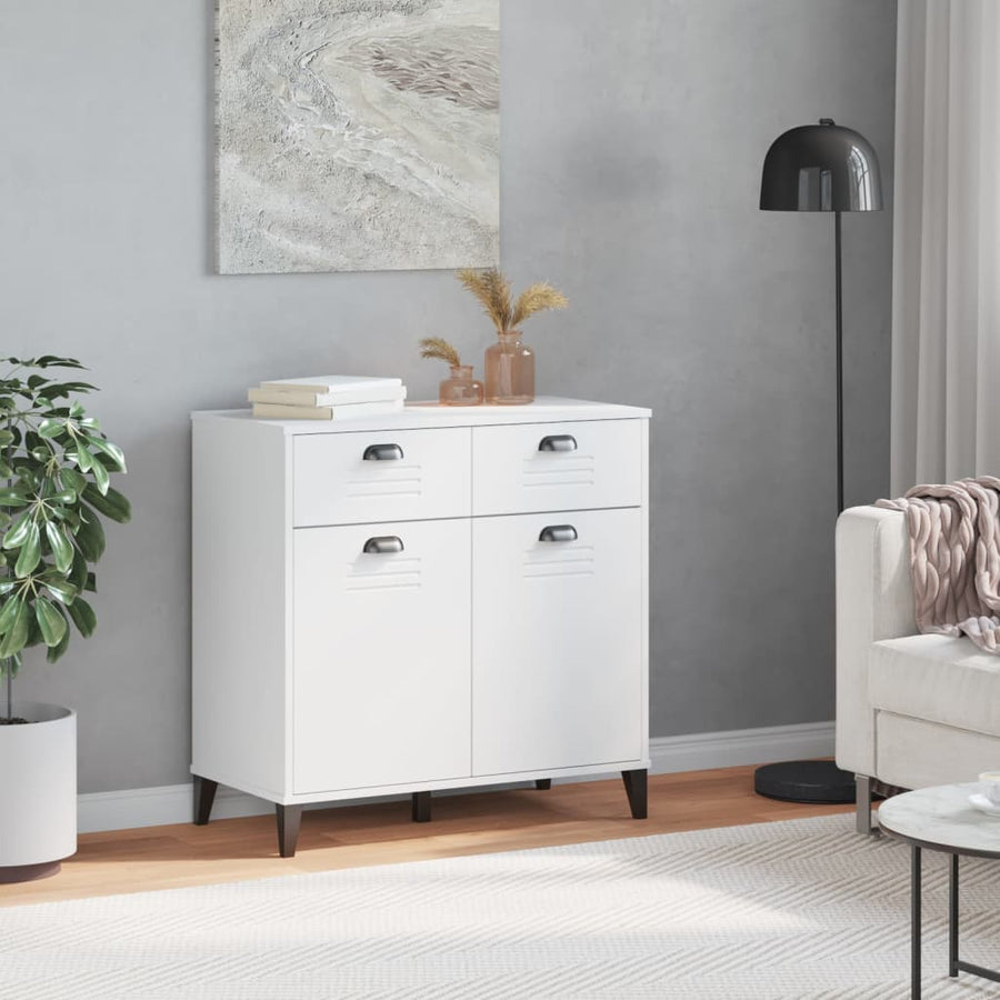Dressoir Viken 80X40X80 Cm Massief Grenenhout Wit