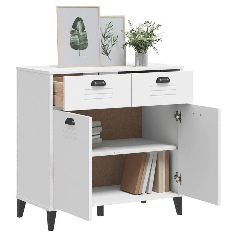 Dressoir Viken 80X40X80 Cm Massief Grenenhout Wit