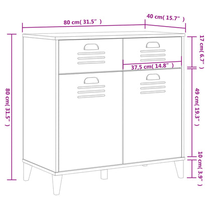 Dressoir Viken 80X40X80 Cm Massief Grenenhout Wit