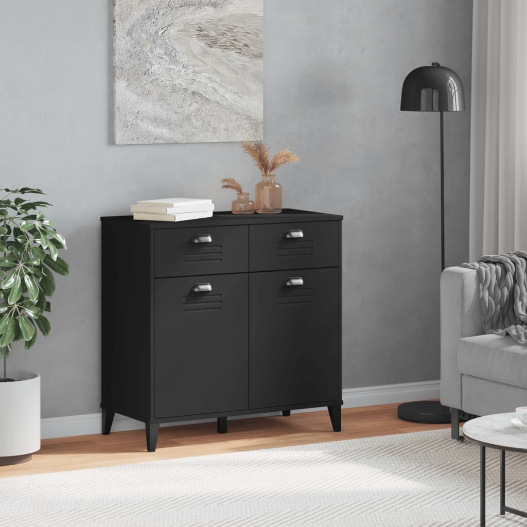 Dressoir Viken 80X40X80 Cm Massief Grenenhout Zwart