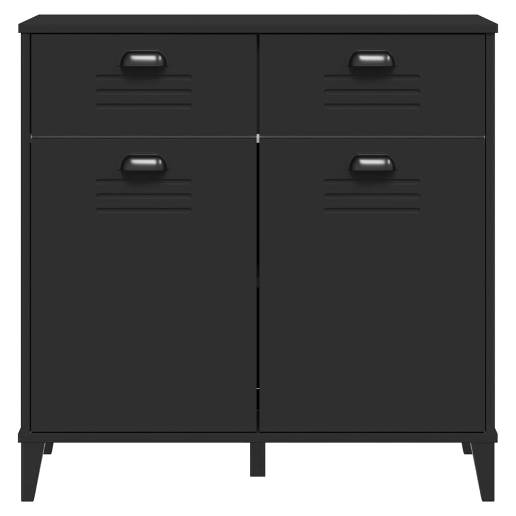 Dressoir Viken 80X40X80 Cm Massief Grenenhout Zwart
