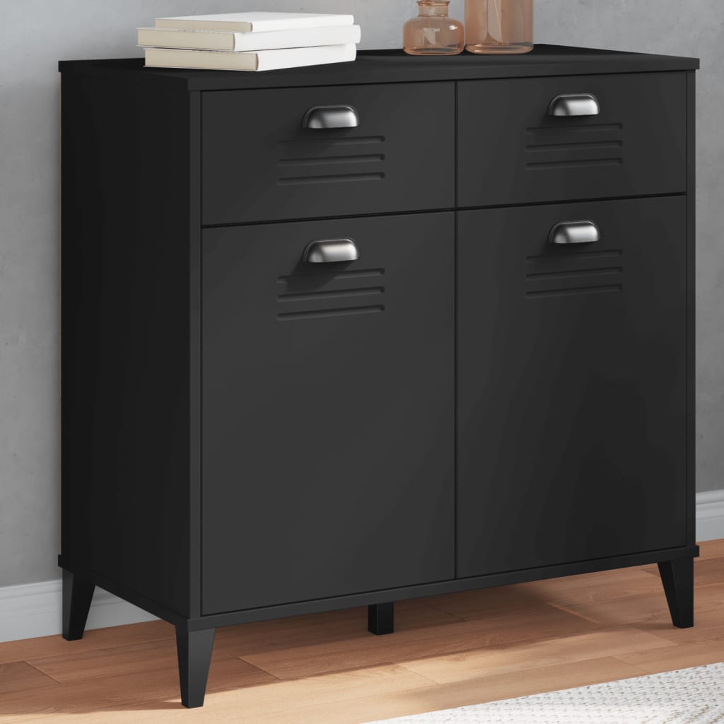 Dressoir Viken 80X40X80 Cm Massief Grenenhout Zwart