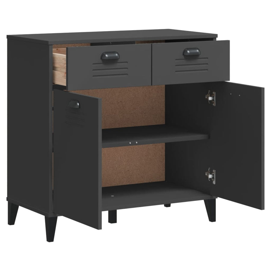 Dressoir Viken 80X40X80 Cm Massief Grenenhout Antracietgrijs