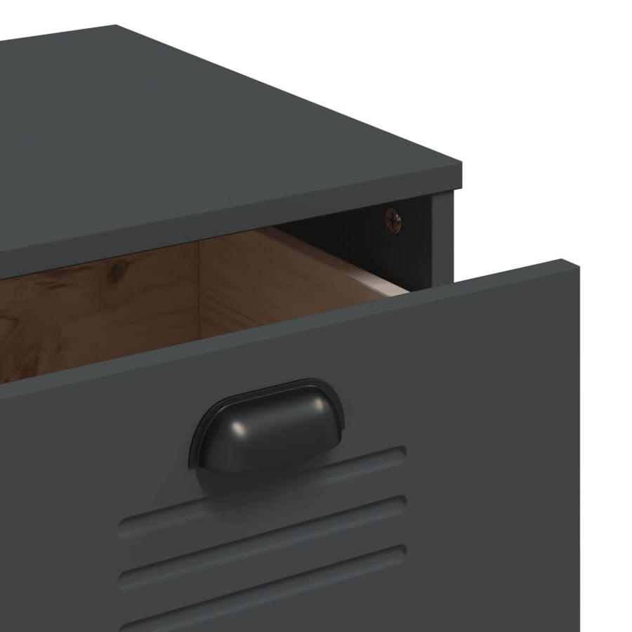 Dressoir Viken 80X40X80 Cm Massief Grenenhout Antracietgrijs