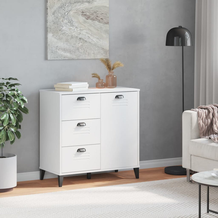 Dressoir Viken 80X40X80 Cm Massief Grenenhout Wit