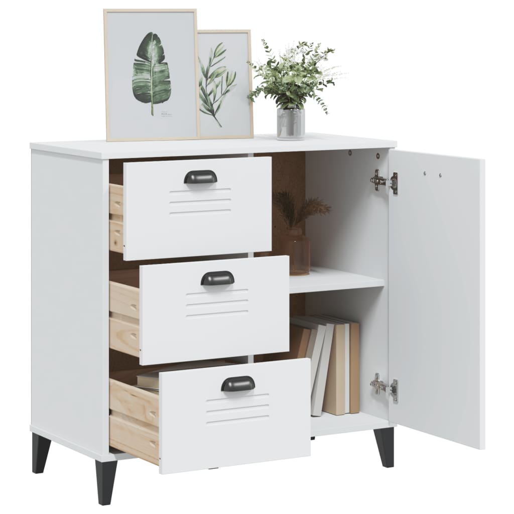 Dressoir Viken 80X40X80 Cm Massief Grenenhout Wit