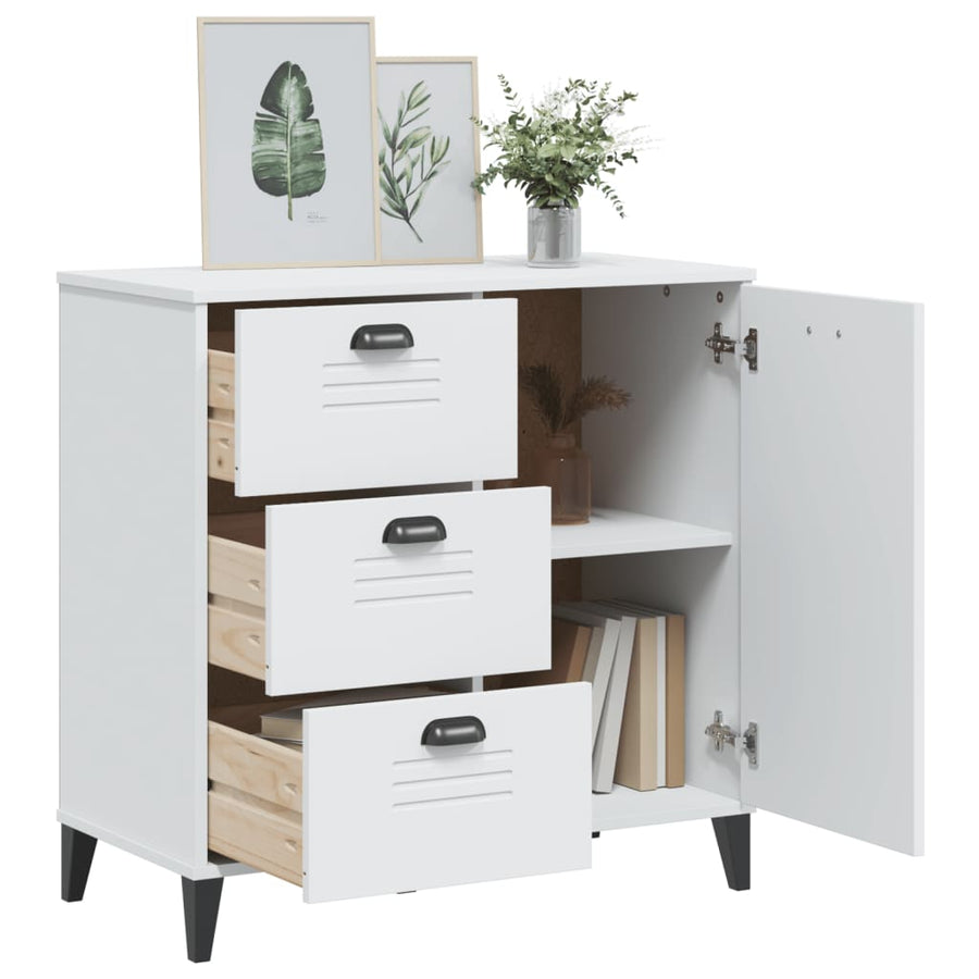 Dressoir Viken 80X40X80 Cm Massief Grenenhout Wit