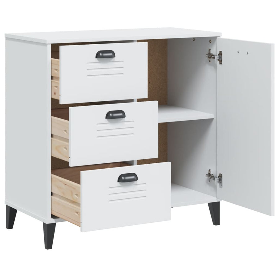 Dressoir Viken 80X40X80 Cm Massief Grenenhout Wit