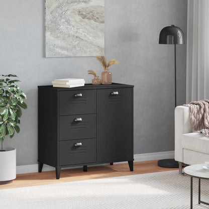 Dressoir Viken 80X40X80 Cm Massief Grenenhout Zwart