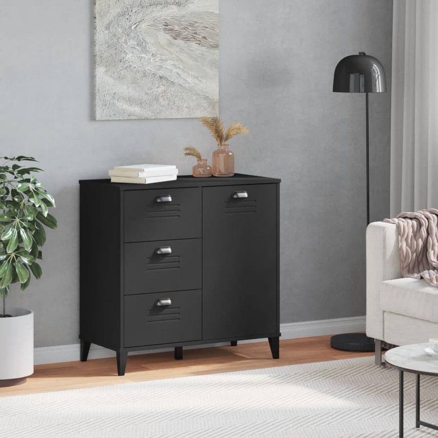 Dressoir Viken 80X40X80 Cm Massief Grenenhout Zwart