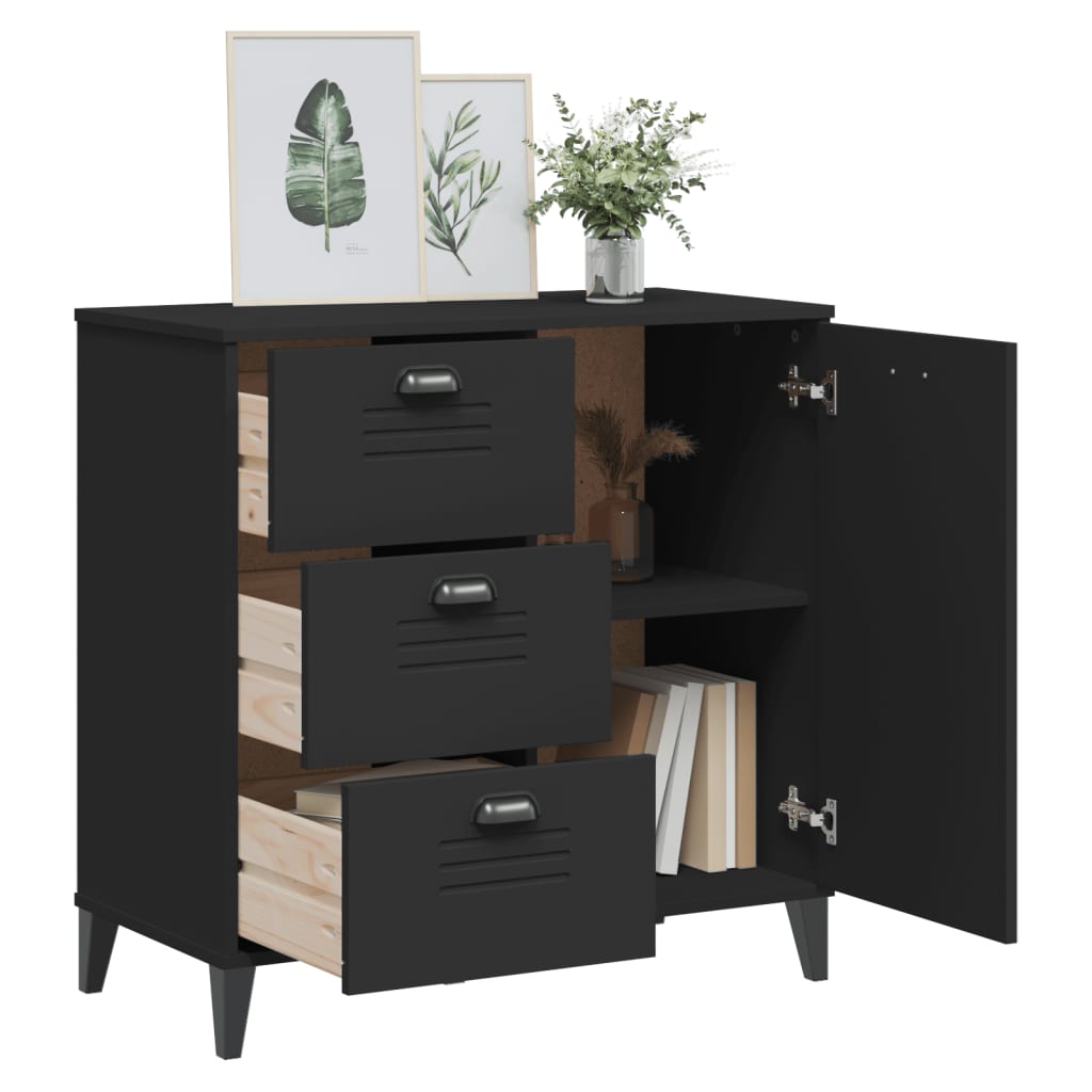 Dressoir Viken 80X40X80 Cm Massief Grenenhout Zwart