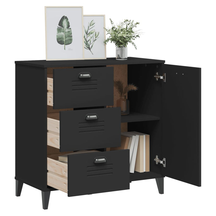 Dressoir Viken 80X40X80 Cm Massief Grenenhout Zwart