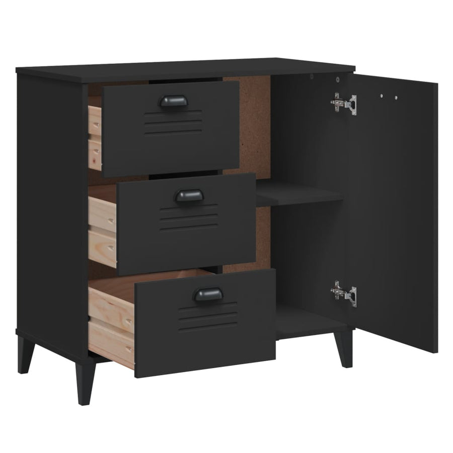 Dressoir Viken 80X40X80 Cm Massief Grenenhout Zwart