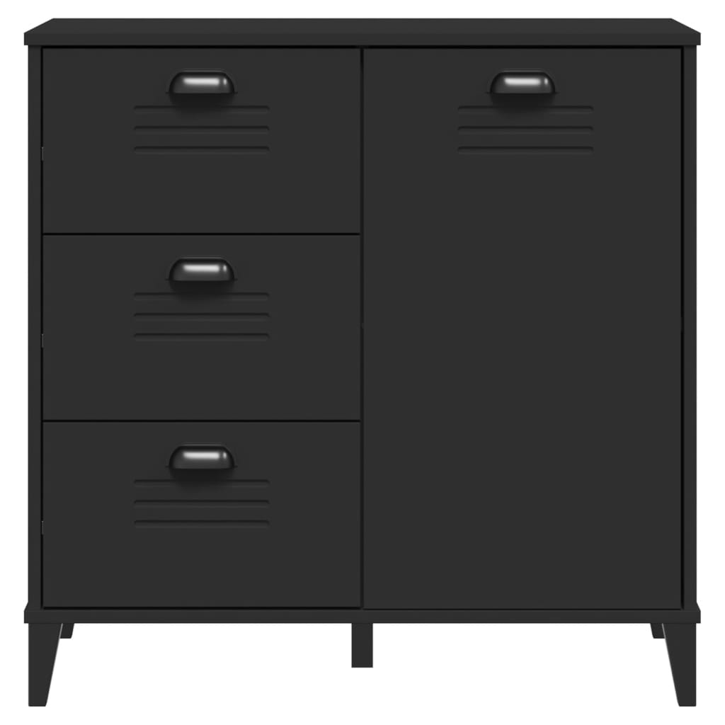 Dressoir Viken 80X40X80 Cm Massief Grenenhout Zwart