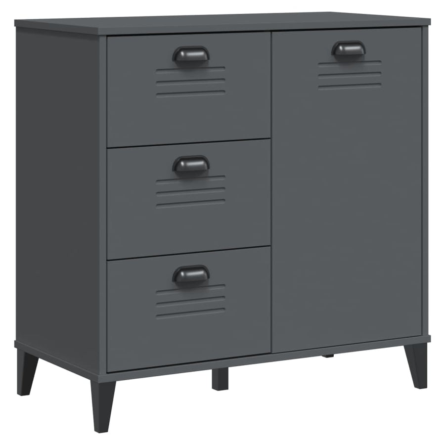 Dressoir Viken 80X40X80 Cm Massief Grenenhout Antracietgrijs