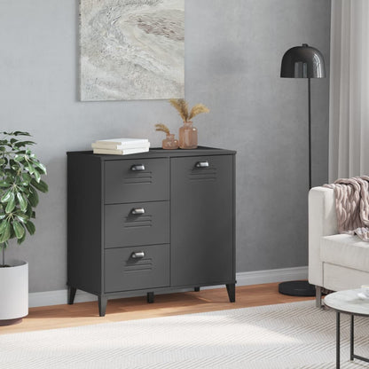 Dressoir Viken 80X40X80 Cm Massief Grenenhout Antracietgrijs