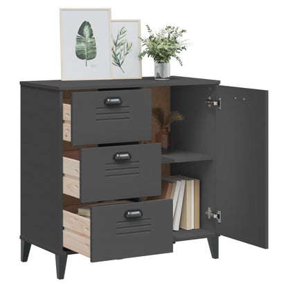 Dressoir Viken 80X40X80 Cm Massief Grenenhout Antracietgrijs