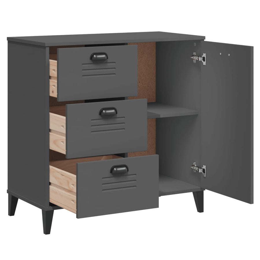 Dressoir Viken 80X40X80 Cm Massief Grenenhout Antracietgrijs