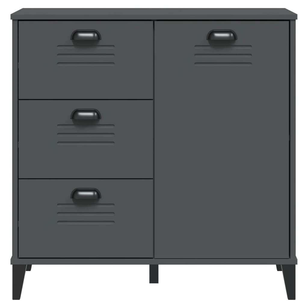 Dressoir Viken 80X40X80 Cm Massief Grenenhout Antracietgrijs