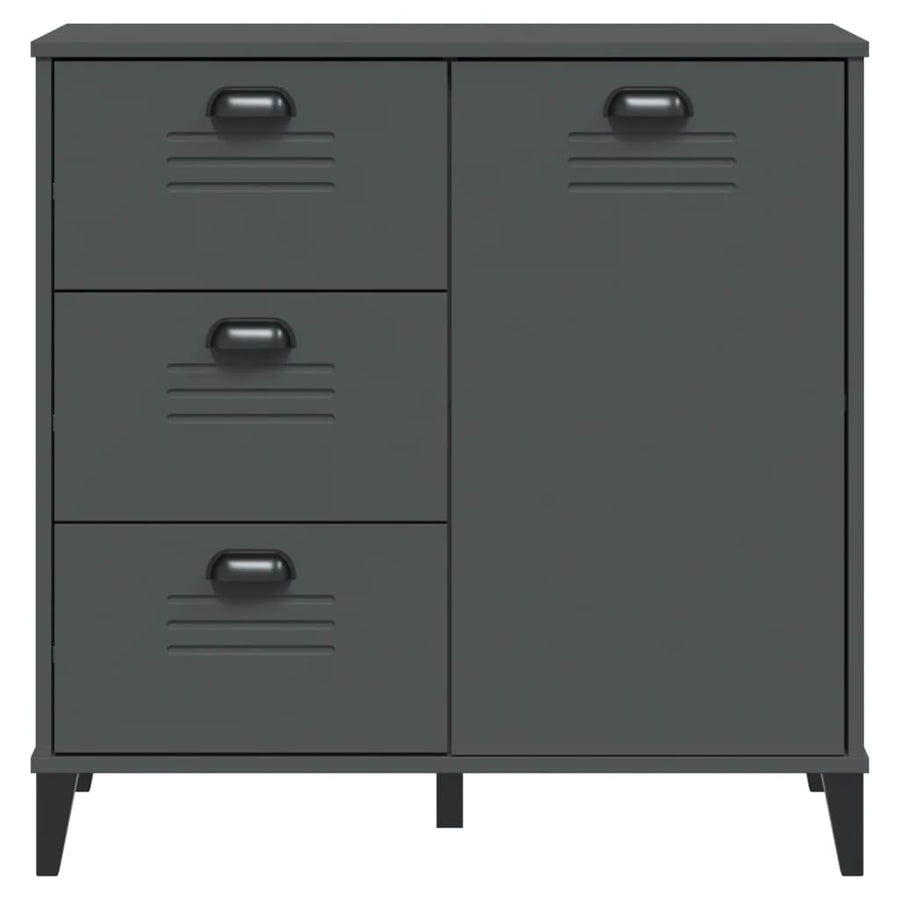 Dressoir Viken 80X40X80 Cm Massief Grenenhout Antracietgrijs