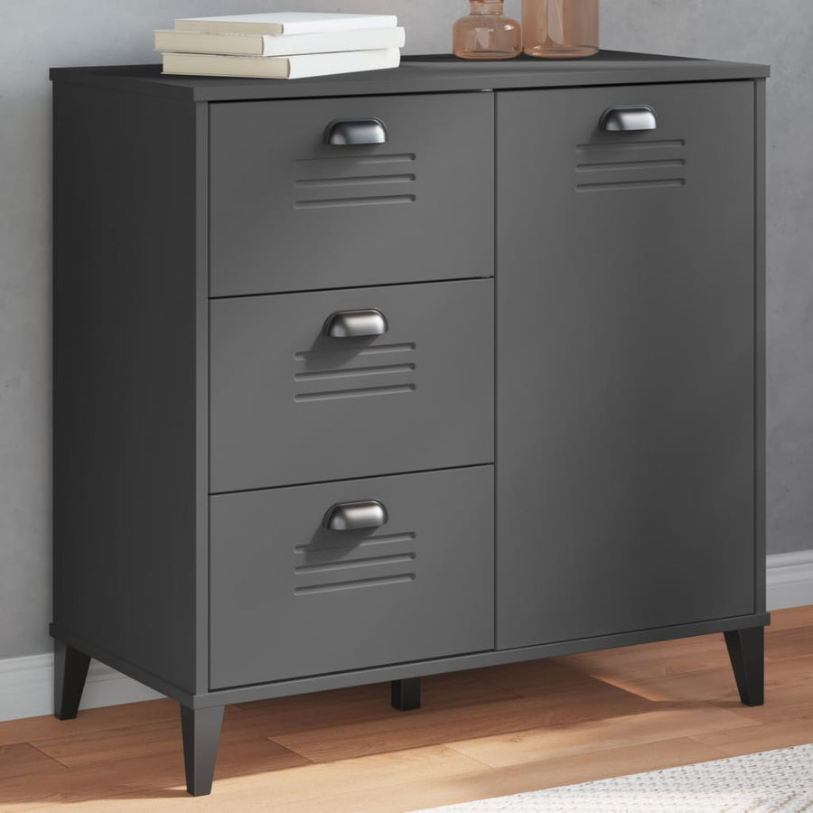 Dressoir Viken 80X40X80 Cm Massief Grenenhout Antracietgrijs