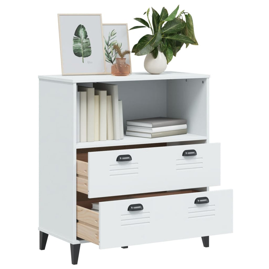 Boekenkast Viken 80X40X90 Cm Massief Grenenhout Wit