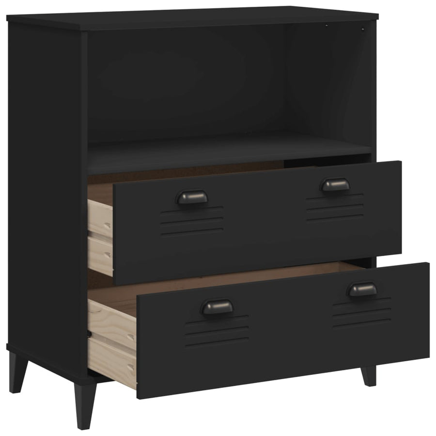 Boekenkast Viken 80X40X90 Cm Massief Grenenhout Zwart