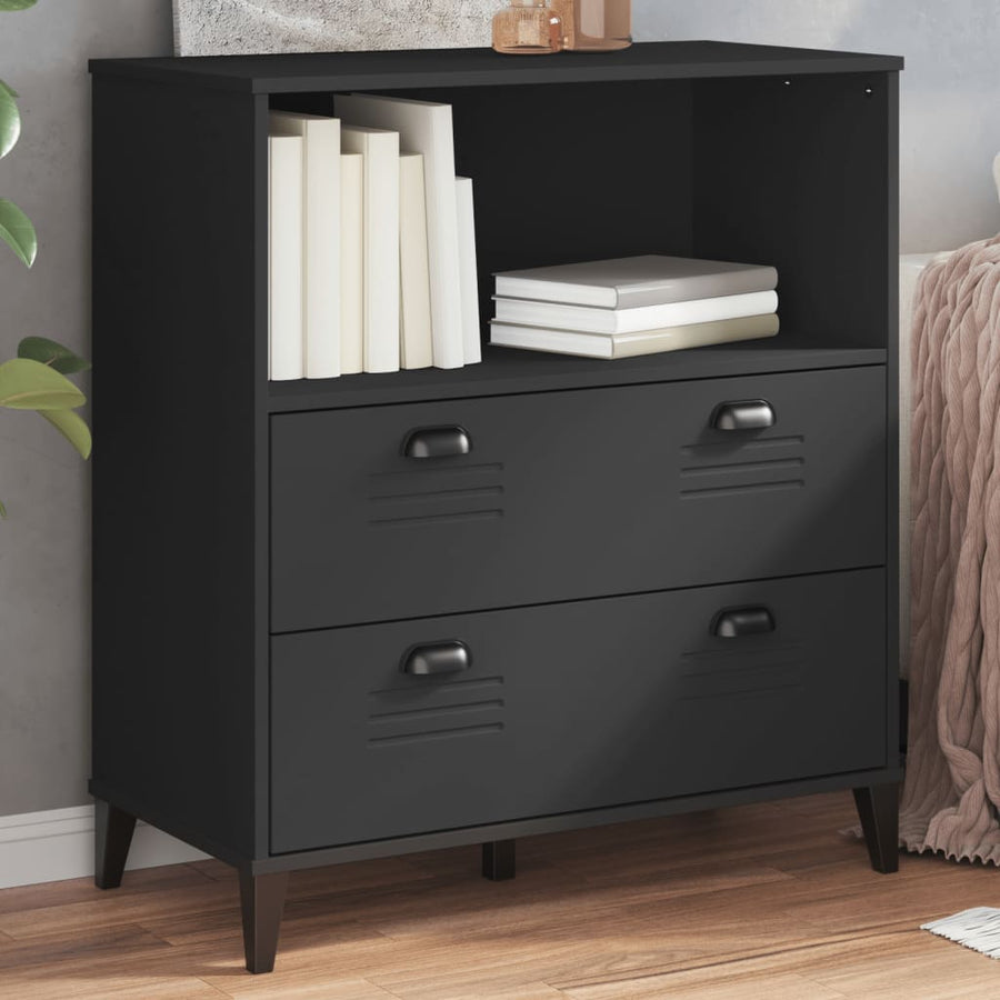 Boekenkast Viken 80X40X90 Cm Massief Grenenhout Zwart