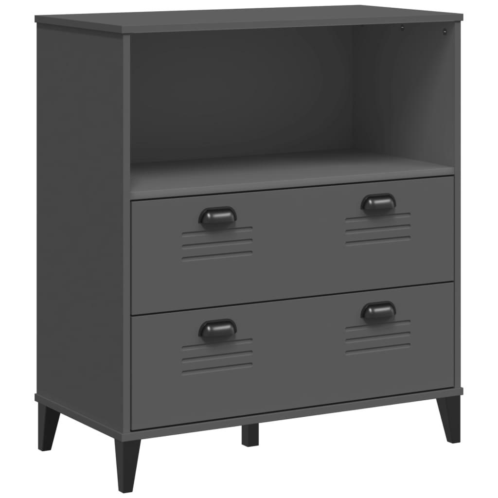 Boekenkast Viken 80X40X90 Cm Massief Grenenhout Antracietgrijs