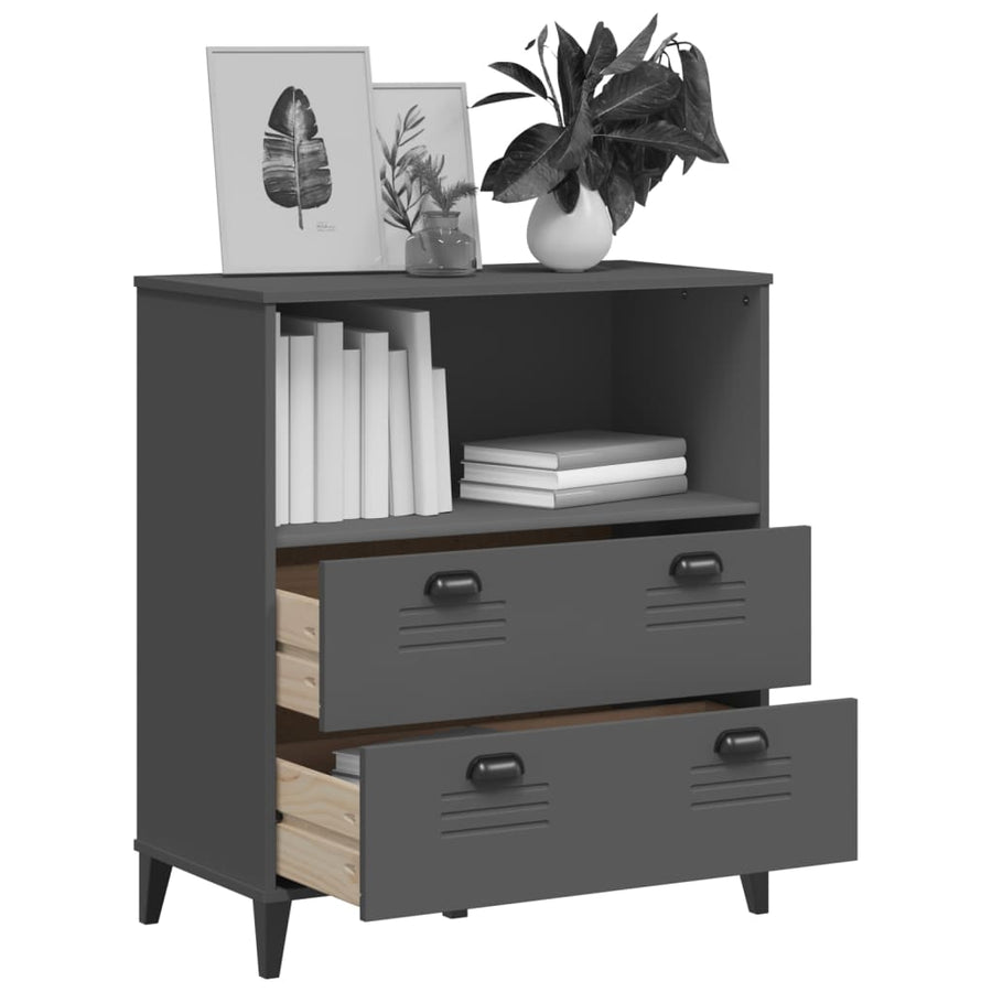 Boekenkast Viken 80X40X90 Cm Massief Grenenhout Antracietgrijs