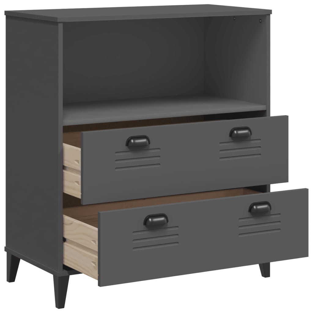 Boekenkast Viken 80X40X90 Cm Massief Grenenhout Antracietgrijs