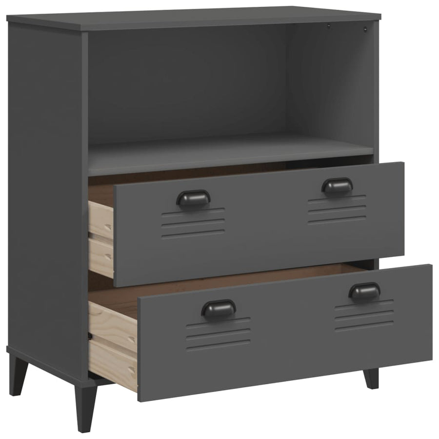 Boekenkast Viken 80X40X90 Cm Massief Grenenhout Antracietgrijs