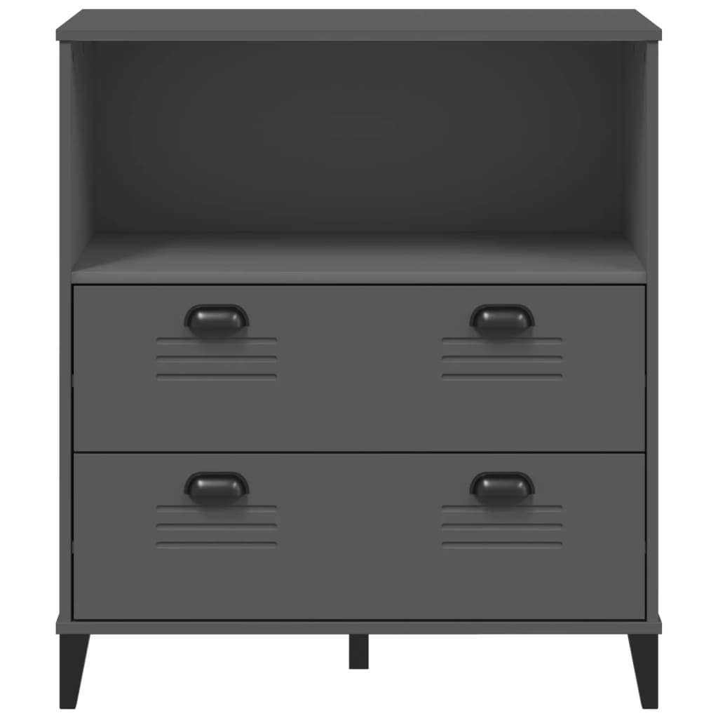 Boekenkast Viken 80X40X90 Cm Massief Grenenhout Antracietgrijs