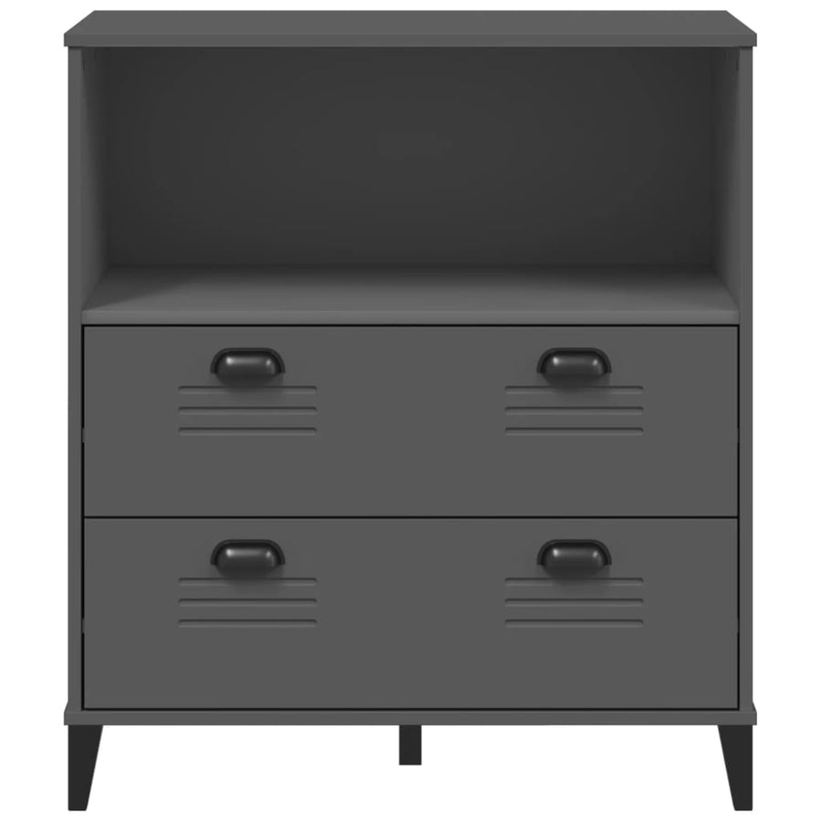Boekenkast Viken 80X40X90 Cm Massief Grenenhout Antracietgrijs