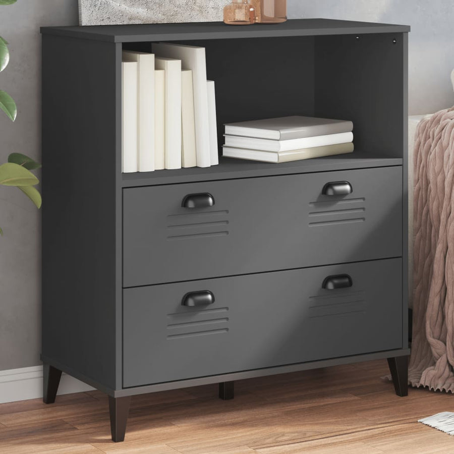 Boekenkast Viken 80X40X90 Cm Massief Grenenhout Antracietgrijs