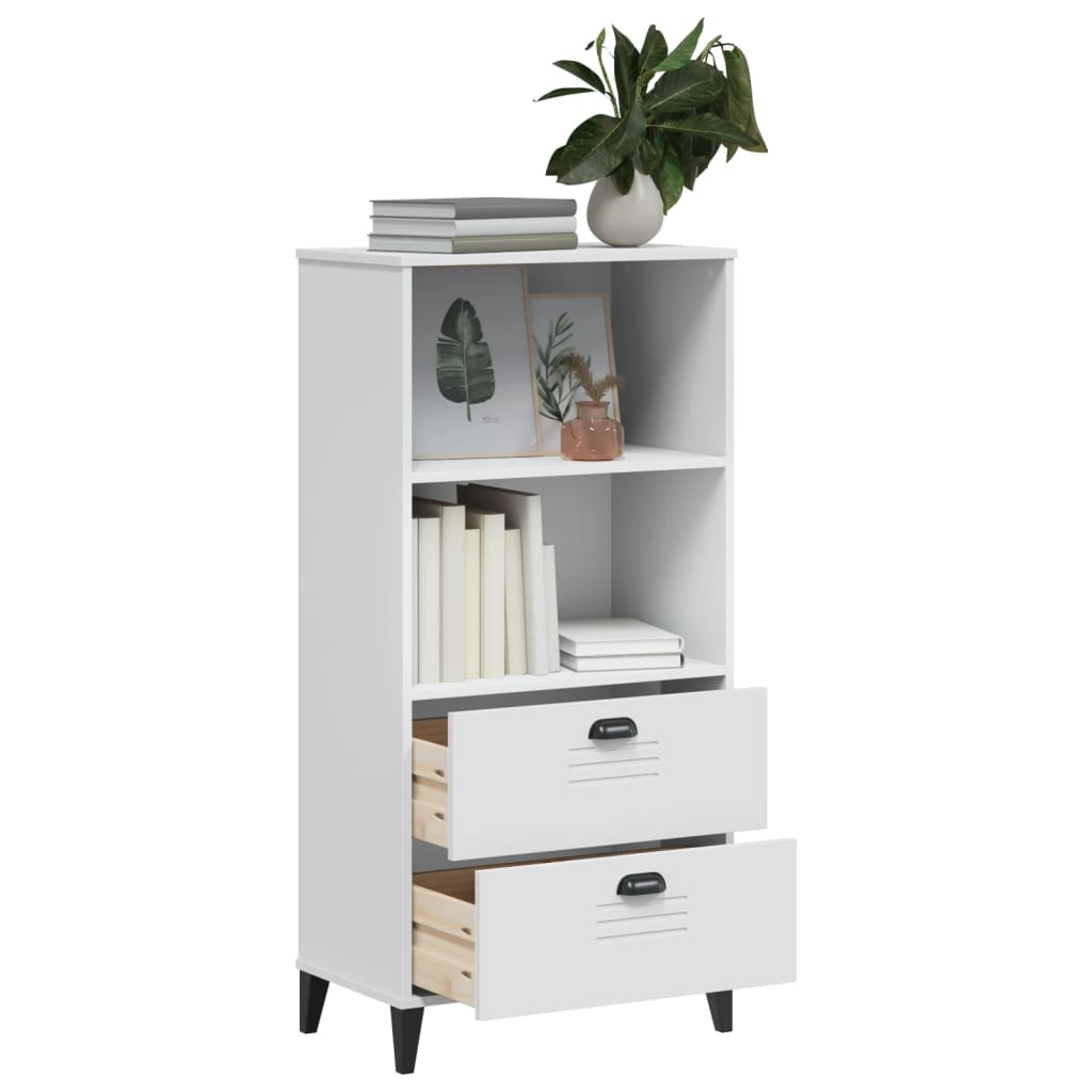 Boekenkast Viken 60X35X123 Cm Massief Grenenhout Wit