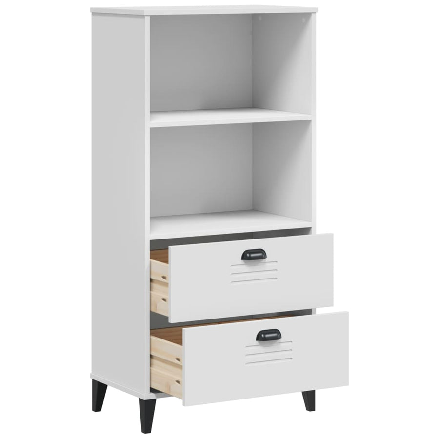 Boekenkast Viken 60X35X123 Cm Massief Grenenhout Wit