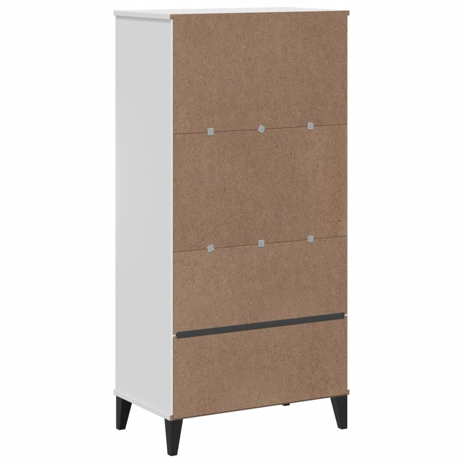 Boekenkast Viken 60X35X123 Cm Massief Grenenhout Wit