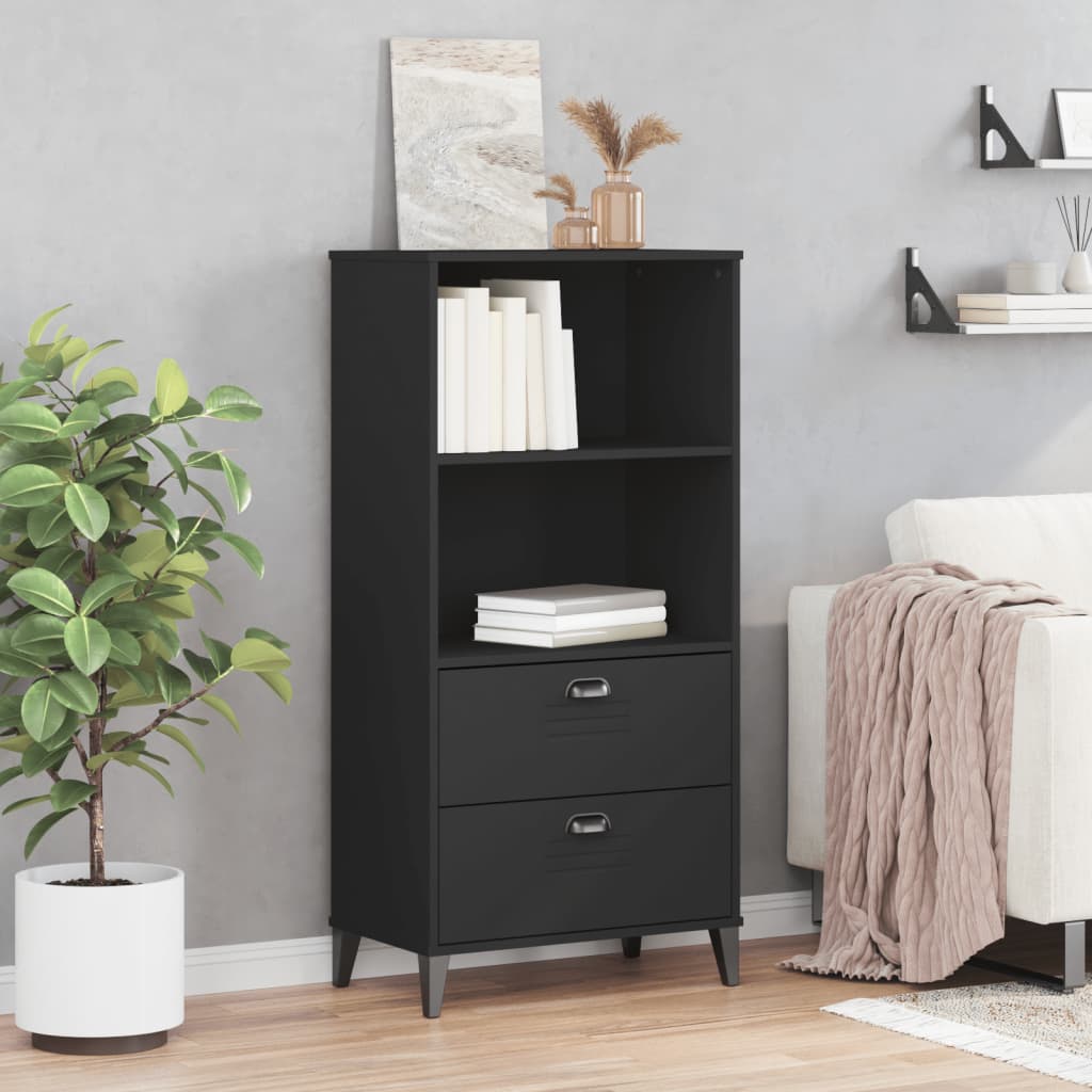 Boekenkast Viken 60X35X123 Cm Massief Grenenhout Zwart