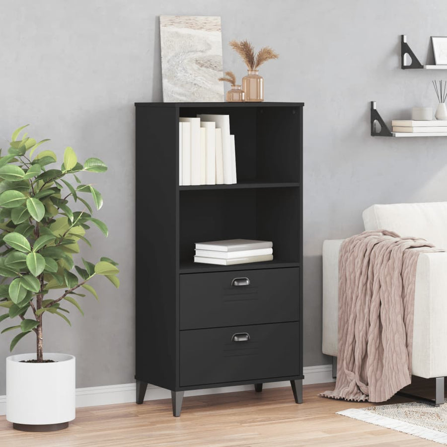 Boekenkast Viken 60X35X123 Cm Massief Grenenhout Zwart