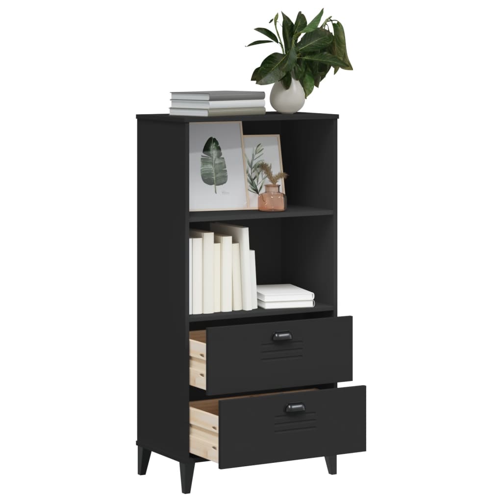 Boekenkast Viken 60X35X123 Cm Massief Grenenhout Zwart
